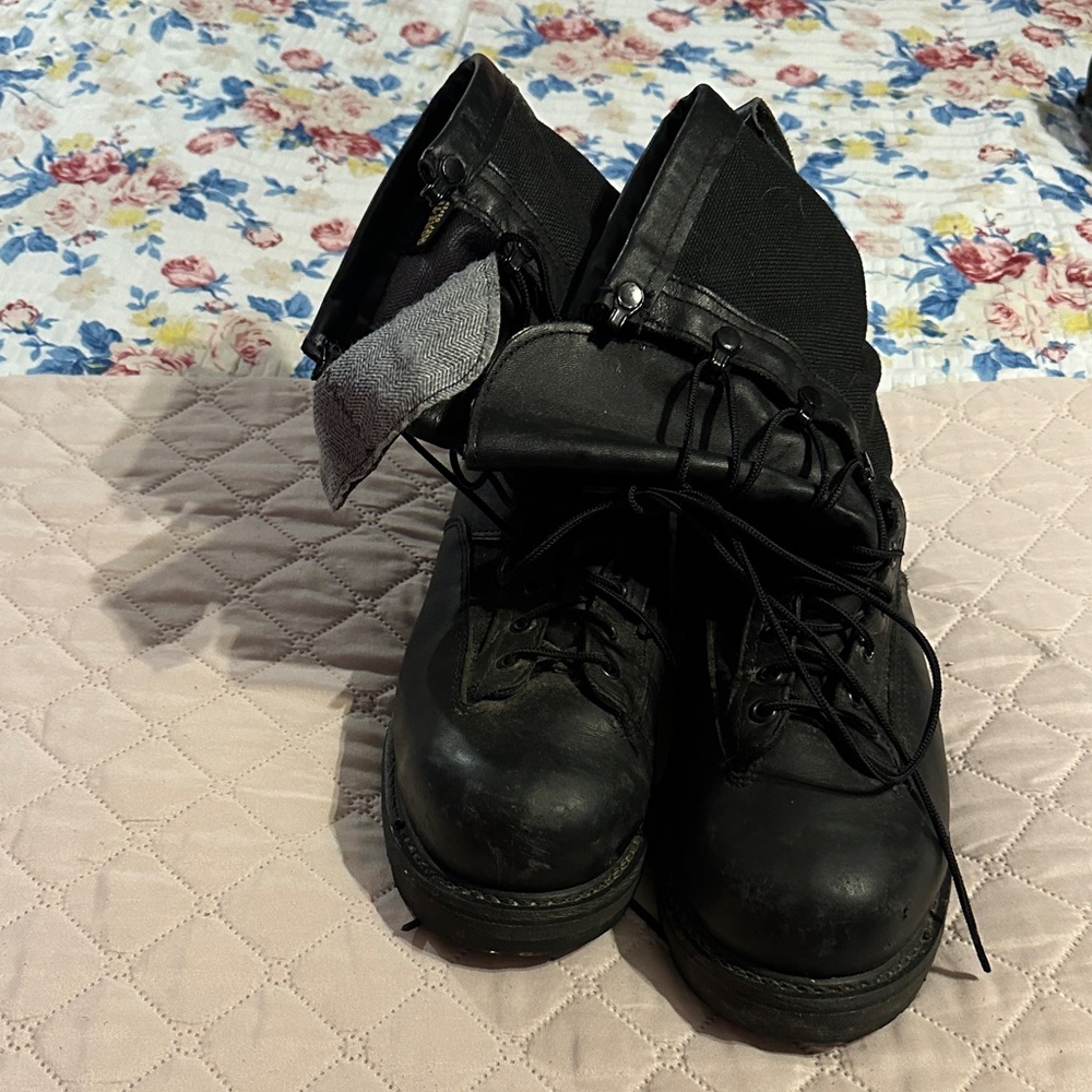 Men's Black Lace-Up Leather Work Boots